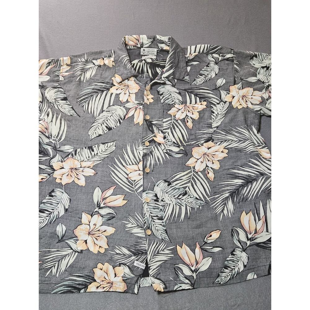 RS Island Inspired Shirt Mens 2XL Black Floral Resort wear Classic Fit Hawaiin